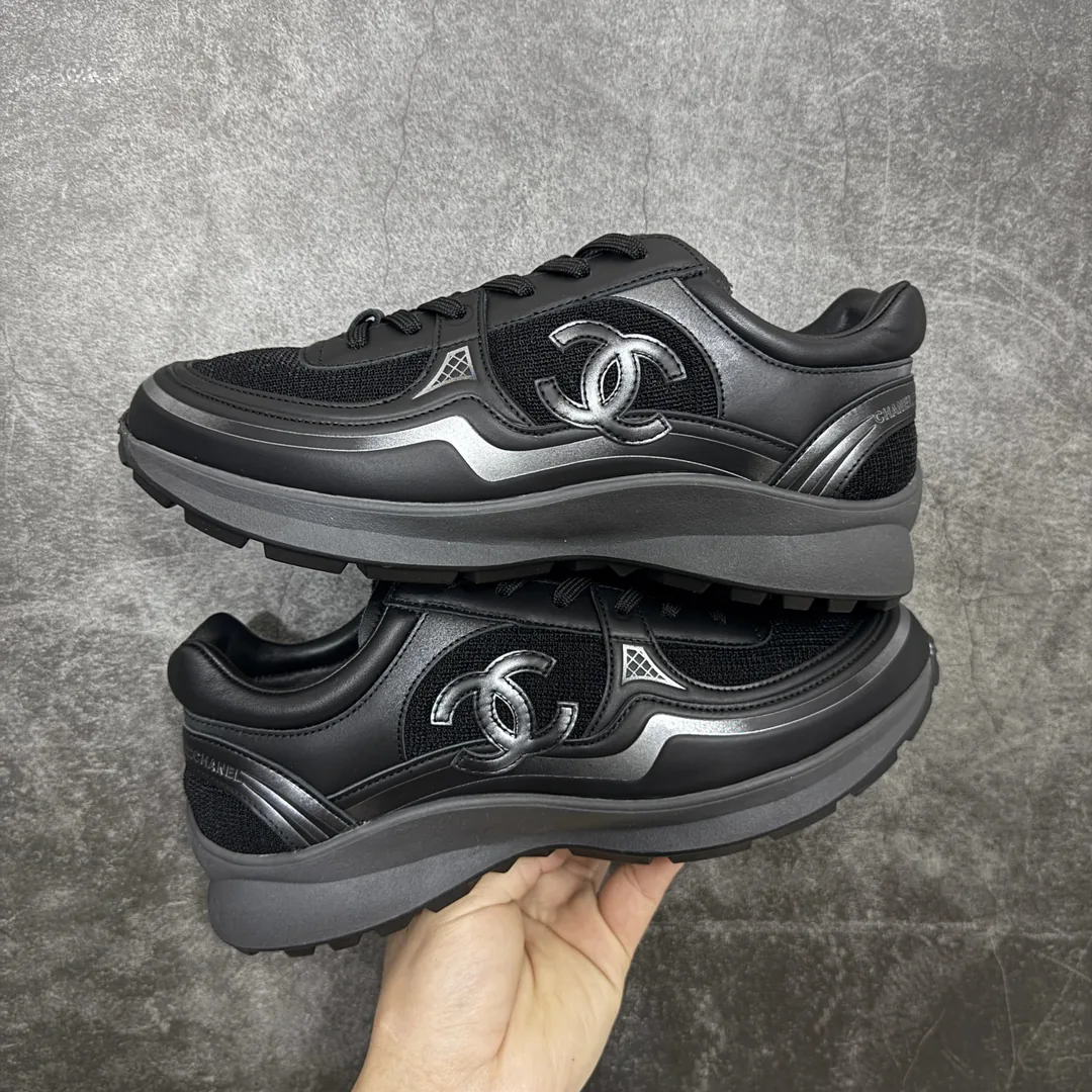 Chanel Black Kids Low-Top Sneakers