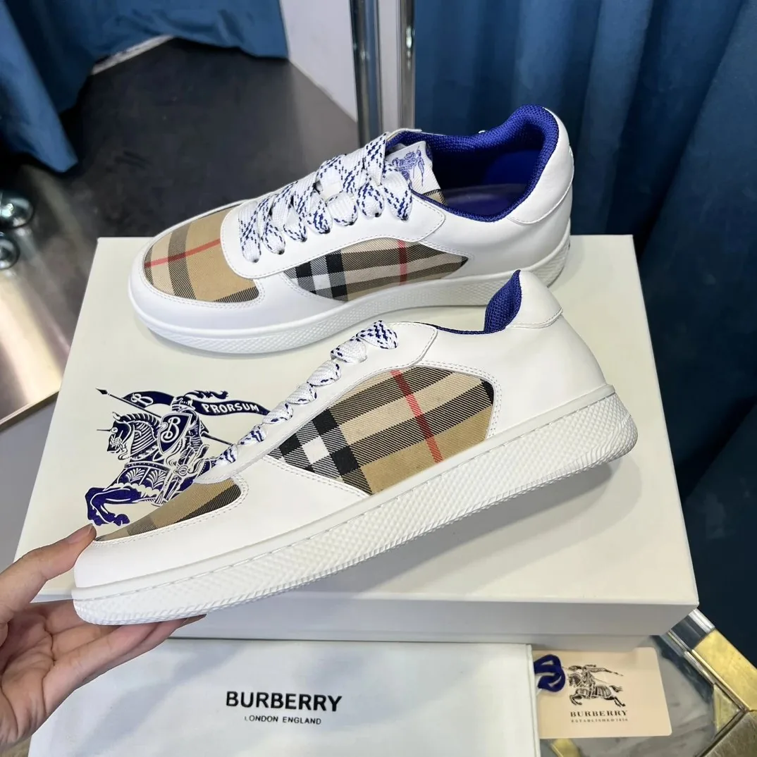 Burberry Vintage Check Sneaker White Leather Sneakers — QC