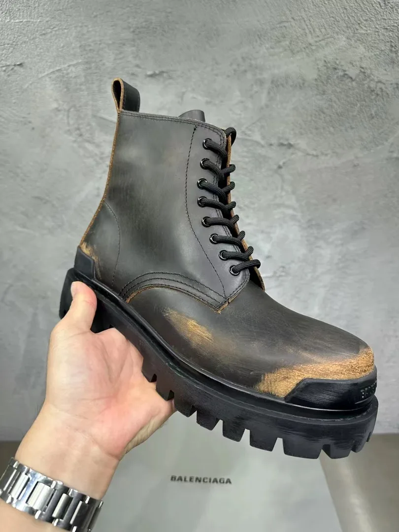 Balenciaga Strike Boot White Distressed Platform Boots — photo 10