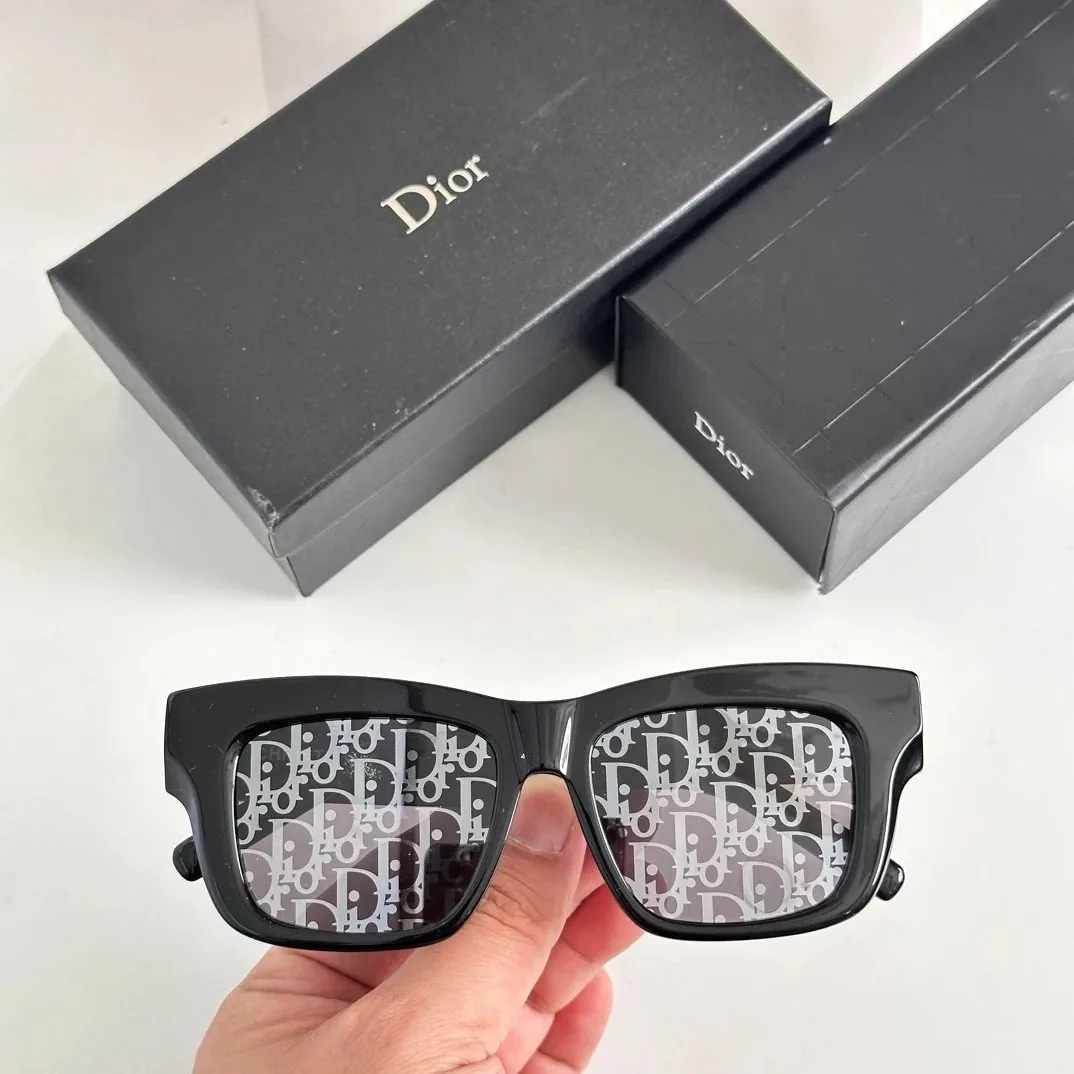 Dior Logo Square Sunglasses Black — QC