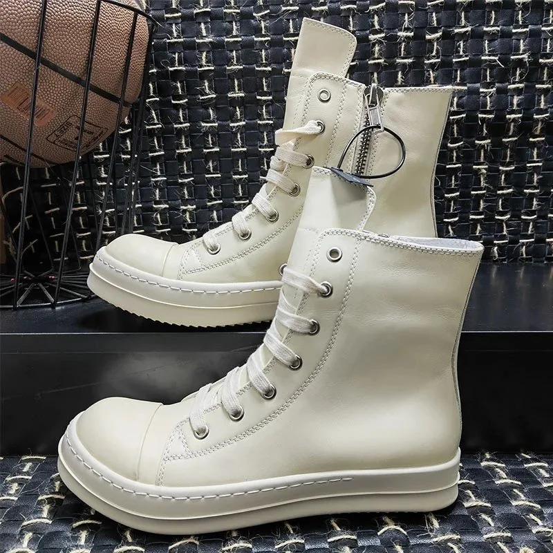Rick Owens DRKSHDW Ramones High Black White Sneakers — QC