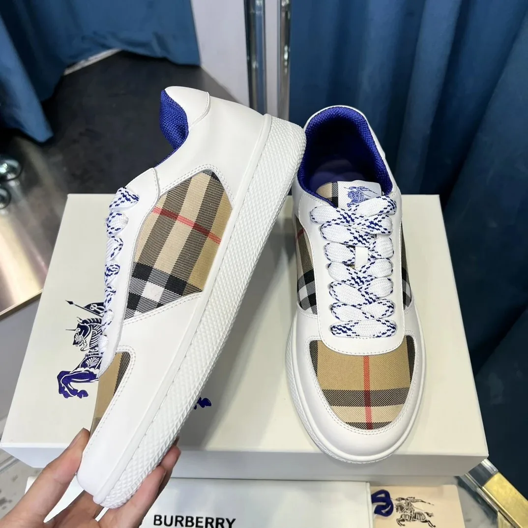Burberry Vintage Check Sneaker White Leather Sneakers — QC