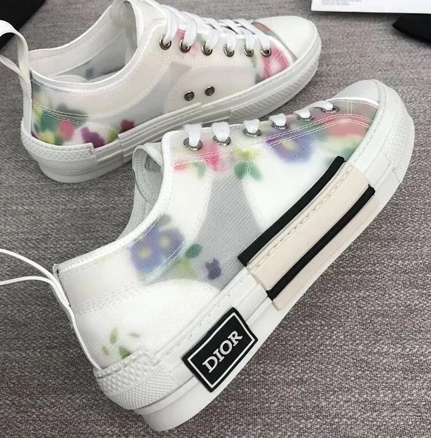 Dior B23 White Black B-23 Floral Sneakers — Photo 7