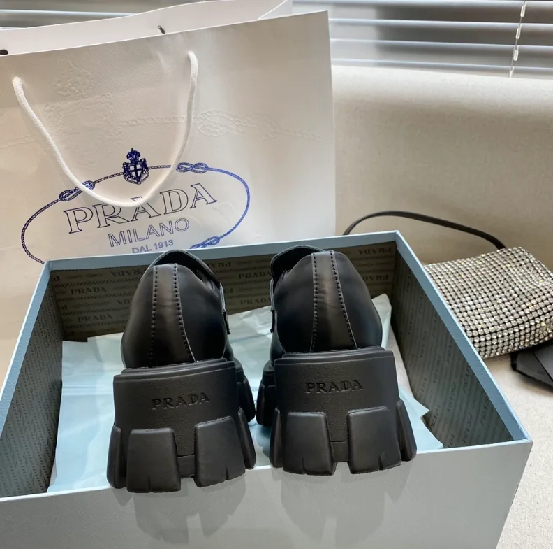 Prada Monolith Brushed Leather Loafers — QC