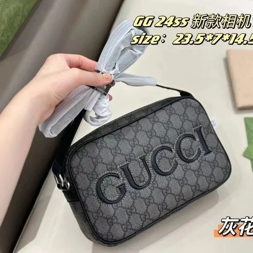 Gucci Embossed Logo Leather Camera Bag — QC