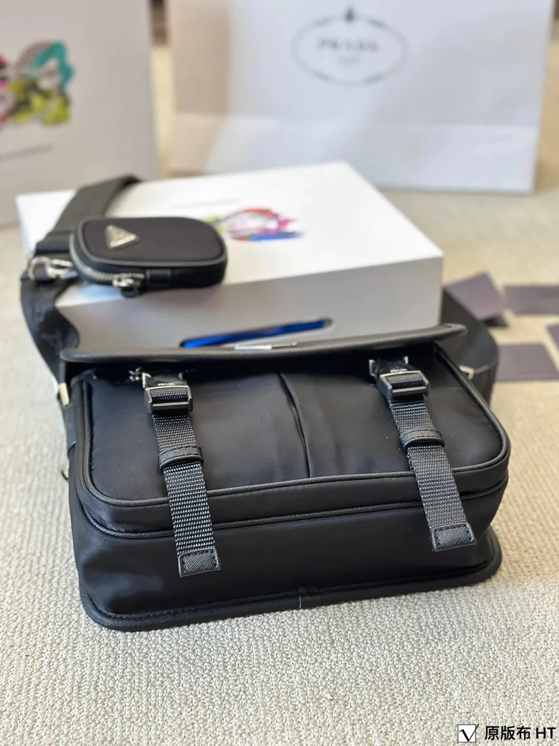 Prada Triangle Logo Hobo Messenger Bag — photo 5