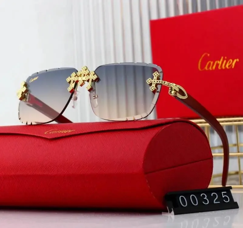 Cartier Rimless Wood Temple Sunglasses — QC