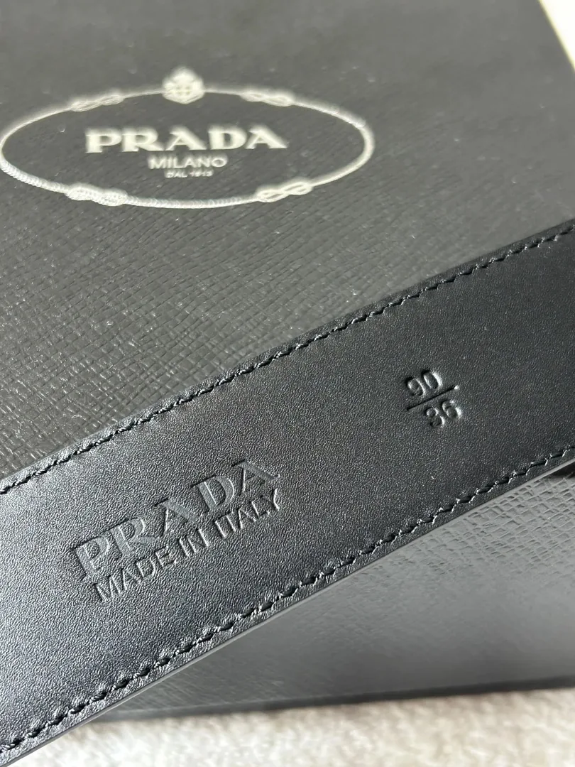 Prada Logo Buckle Leather Belt — QC