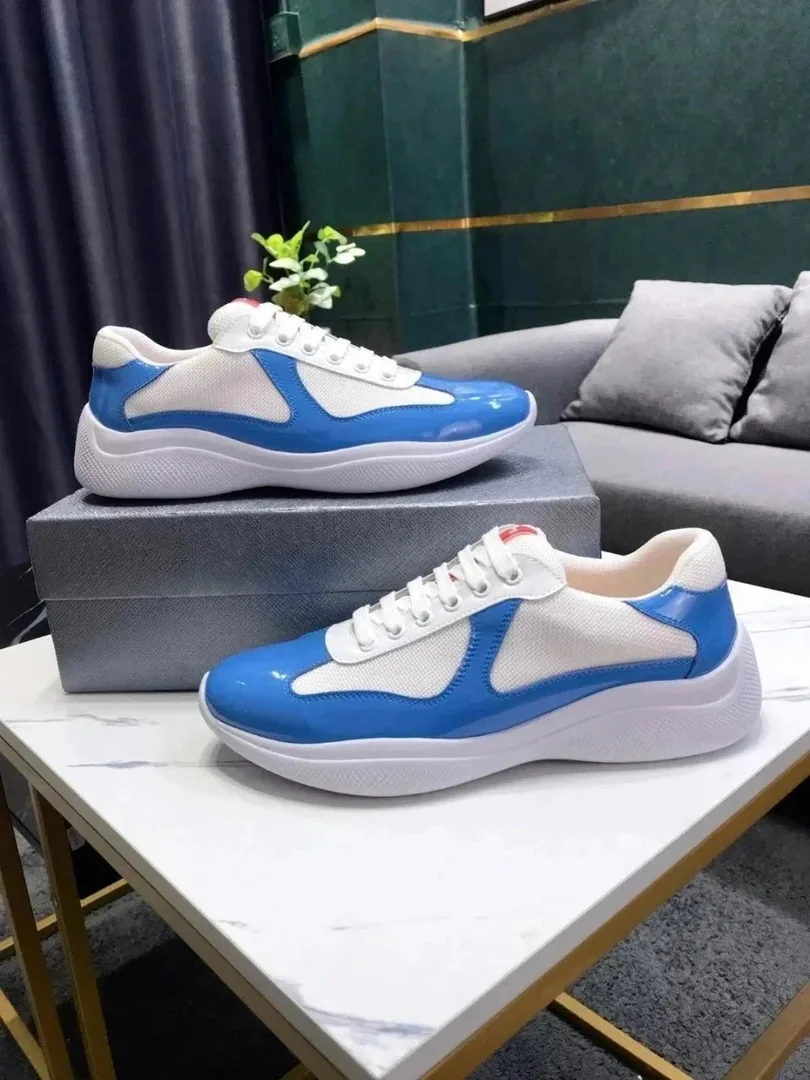 Prada America's Cup Blue Leather Low-Top Sneakers — Photo 15