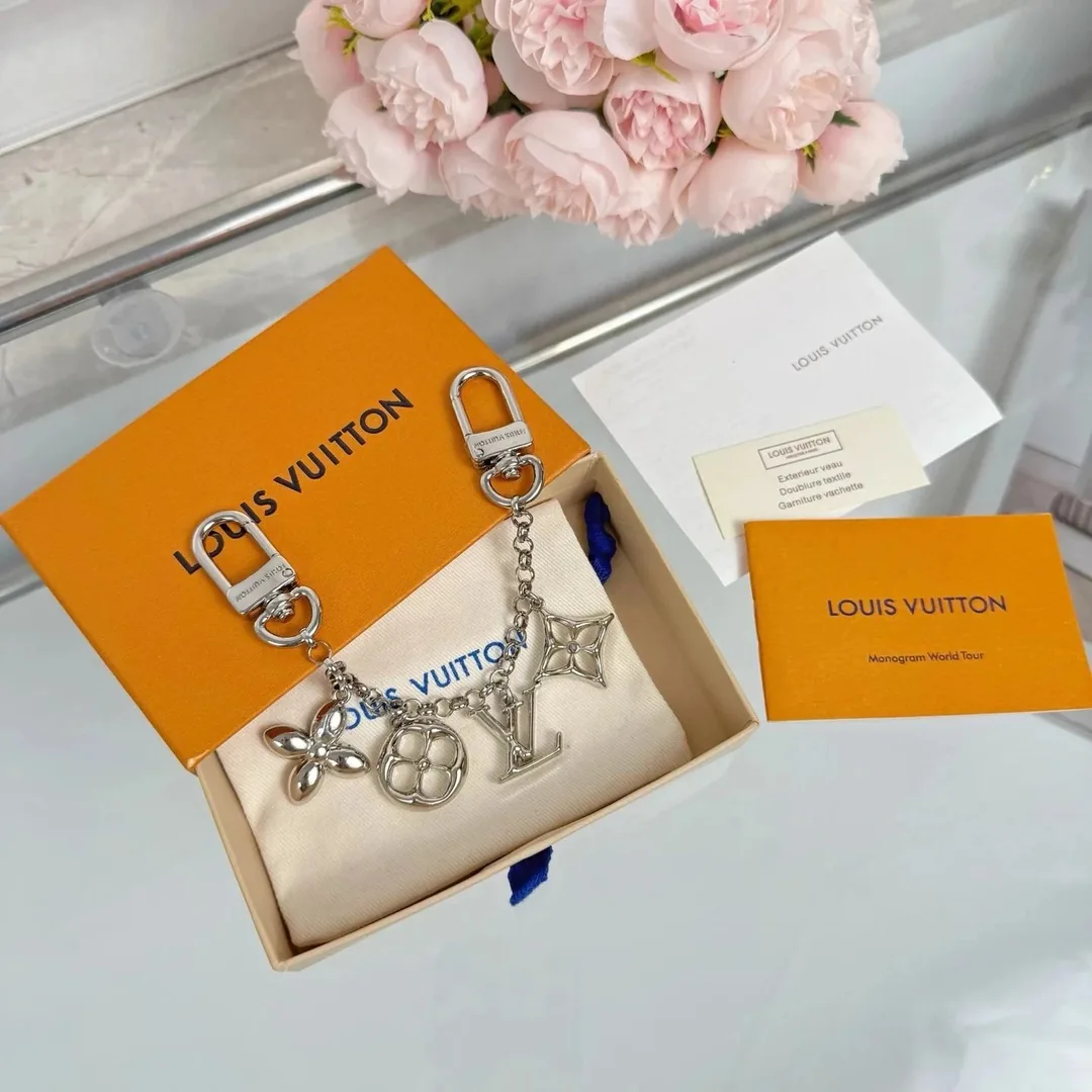 Gold Floral Letter Bag Charm