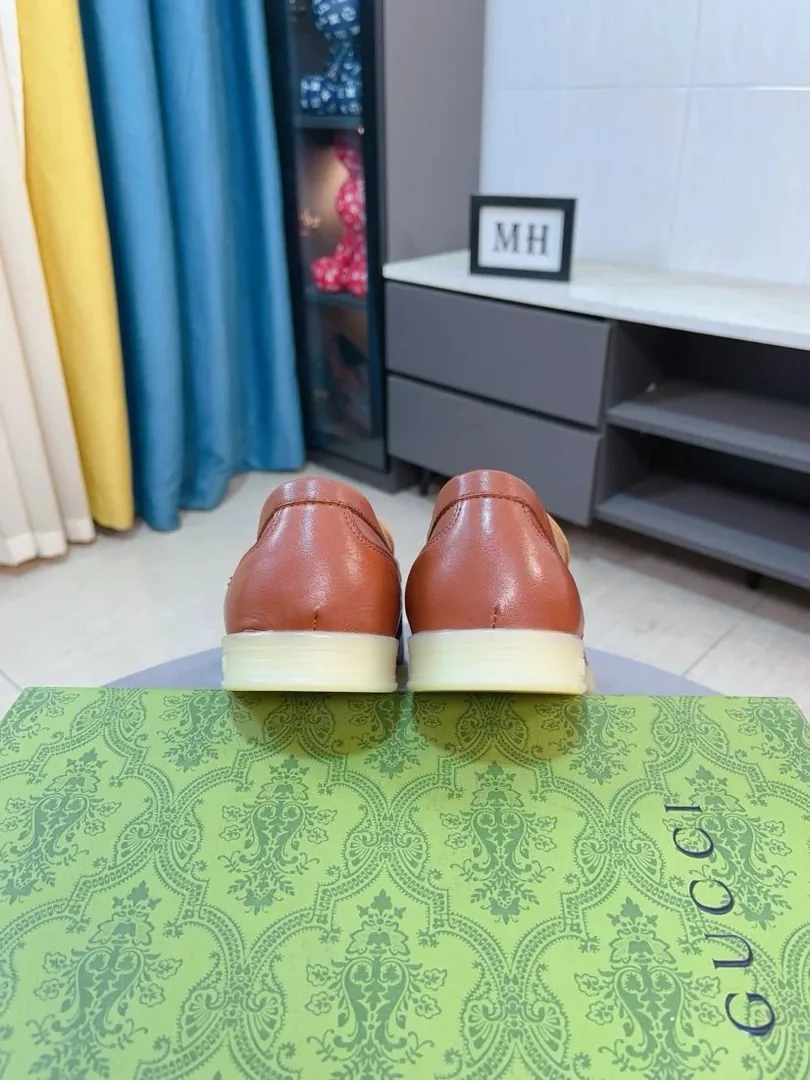 Gucci Horsebit Loafer Beige Grey Leather Low-Tops — Photo 14