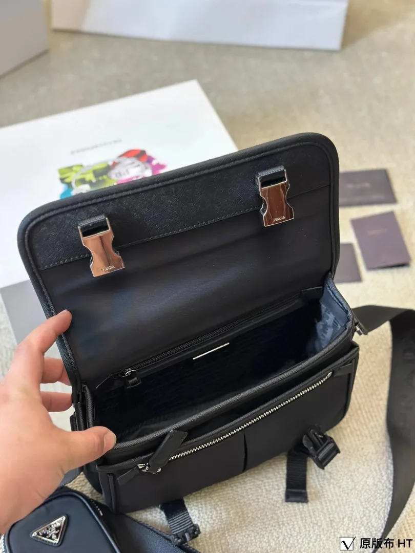 Prada Triangle Logo Hobo Messenger Bag — photo 8