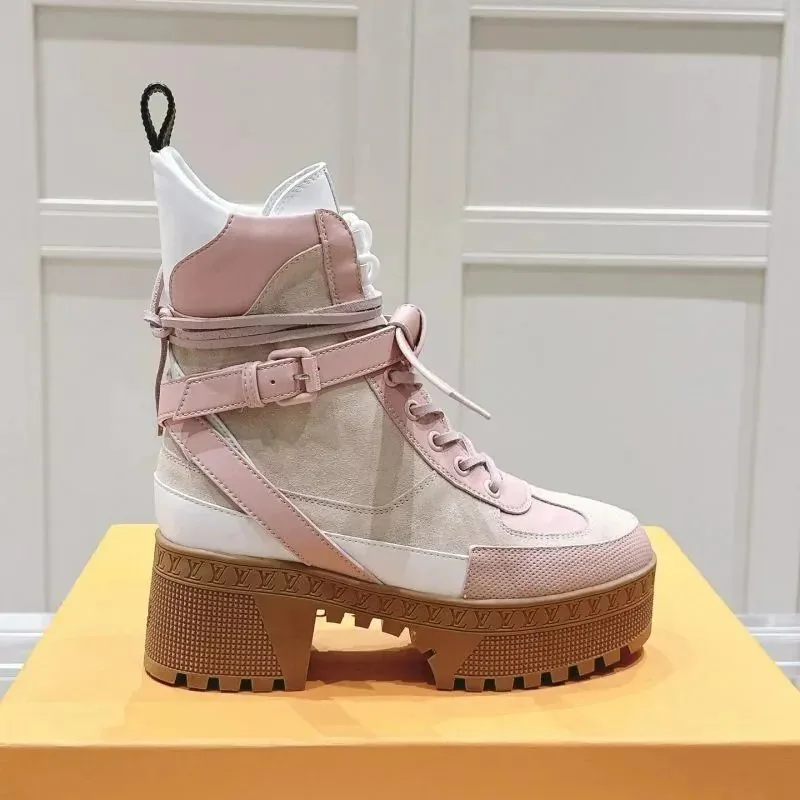 Louis Vuitton Laureate Platform Desert Boot Black Heeled Combat Boots — Photo 4