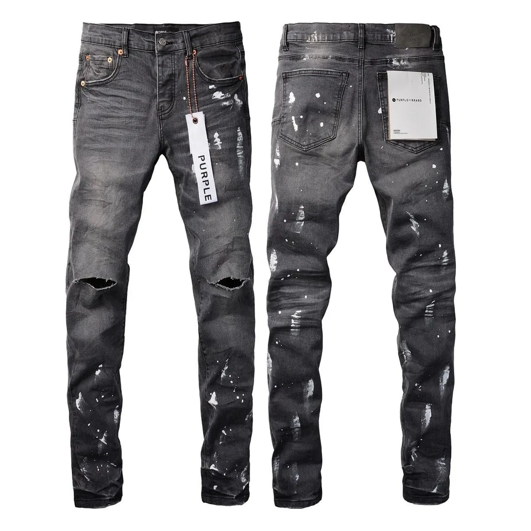 Purple Distressed Ripped Slim Jeans — photo 3