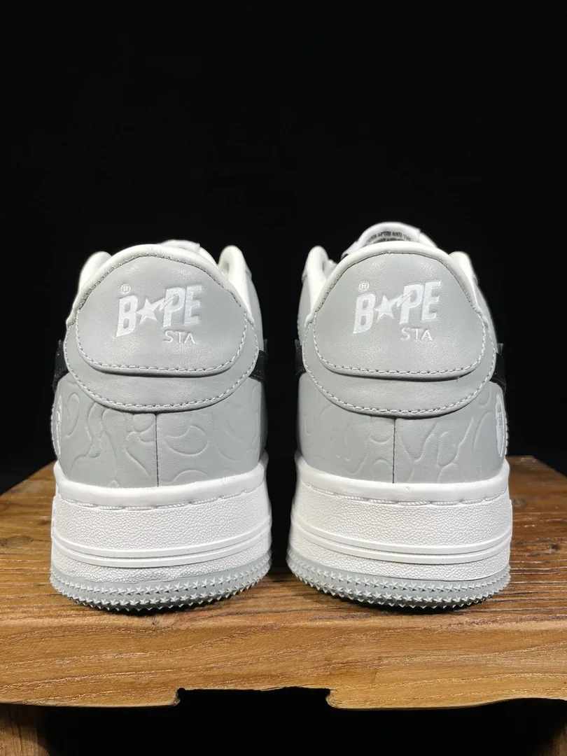 Bape Sta White Black Bapesta Low Sneakers — Photo 4