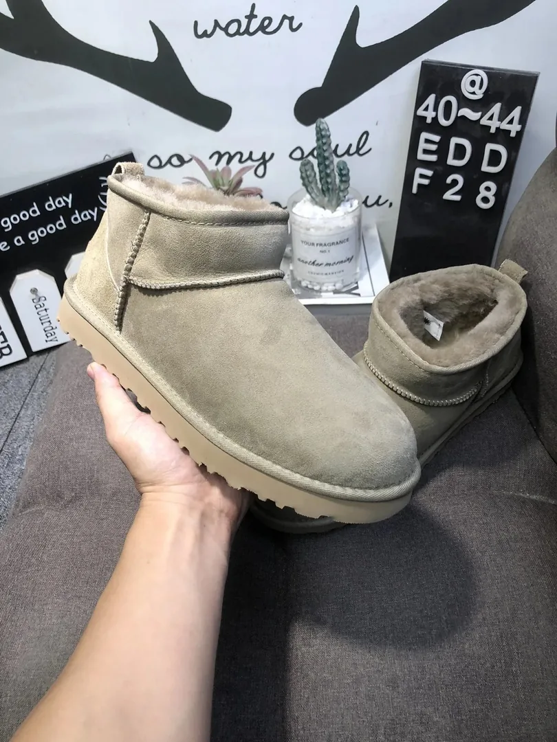 UGG Classic Ultra Mini Yellow Black Shearling Snow Boots — Photo 6