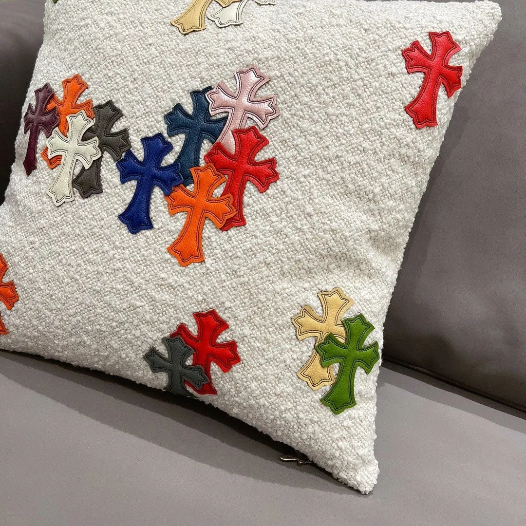 Shearling Cross Embroidered Cushion — QC