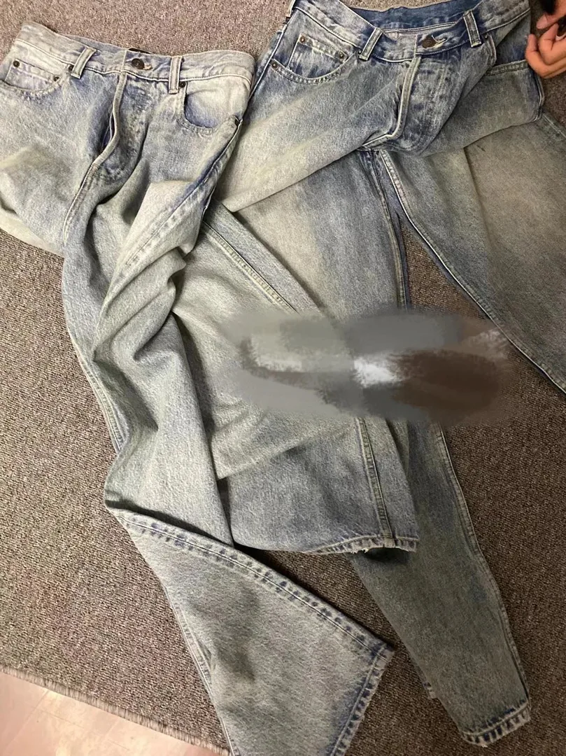 Washed Blue Straight-Leg Denim Jeans — photo 11