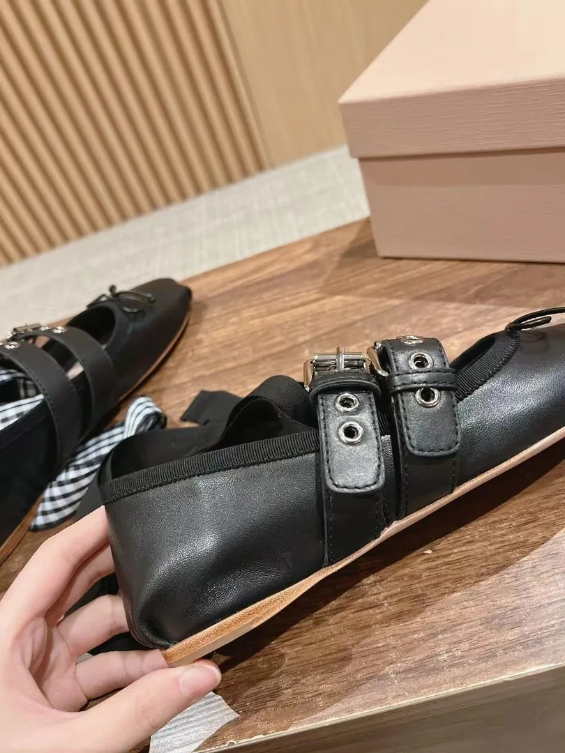 Miu Miu Beige Leather Buckle Ballet Flats — photo 4