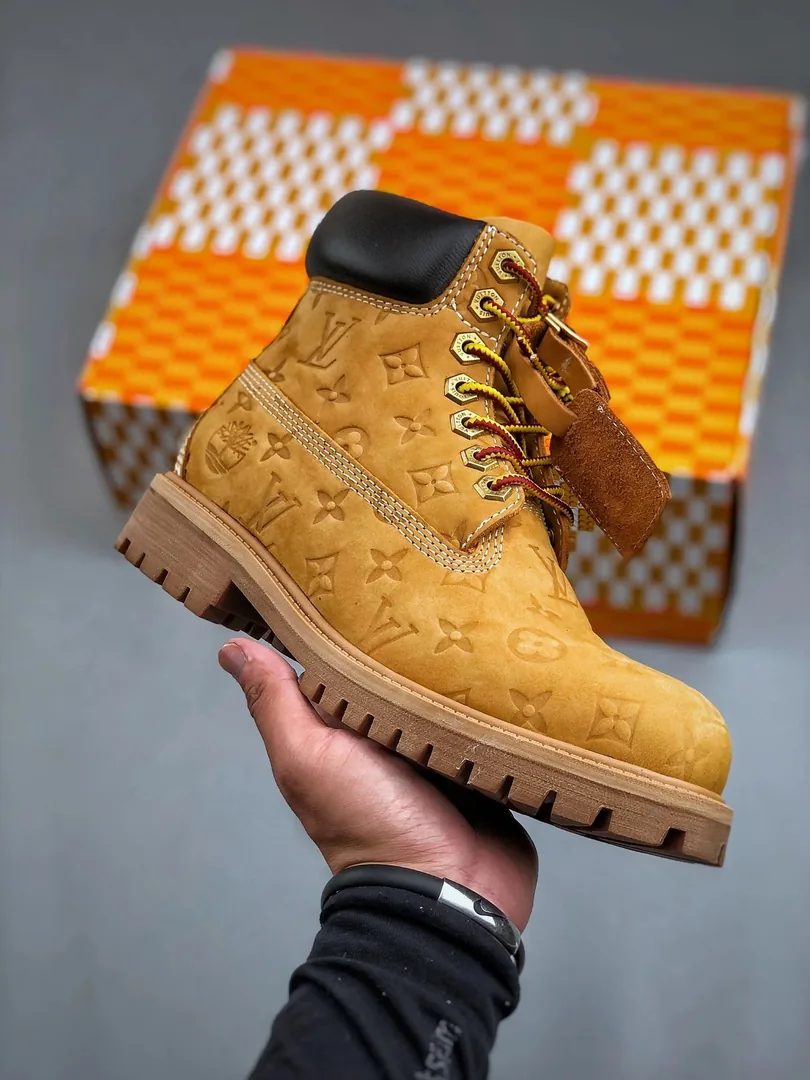 Louis Vuitton LV x Timberland Boot White Grey Print Sneakers