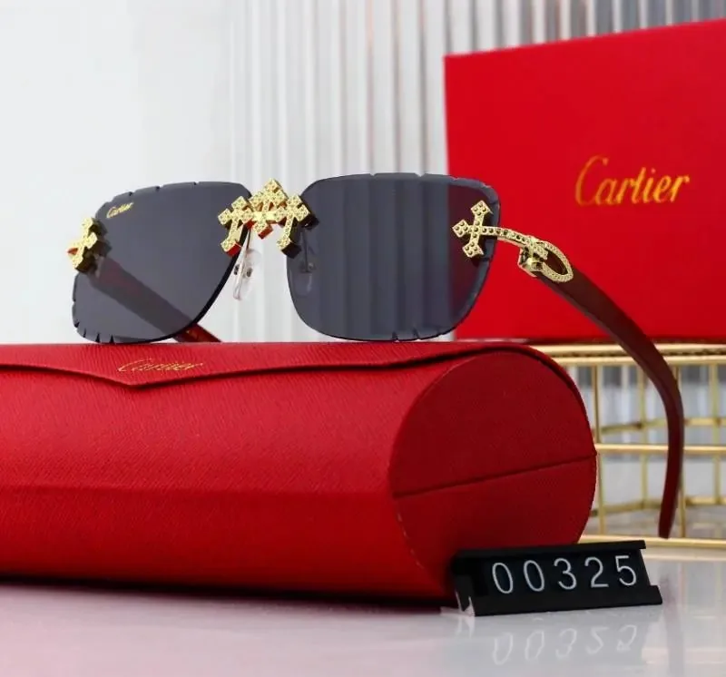 Cartier Rimless Wood Temple Sunglasses — QC