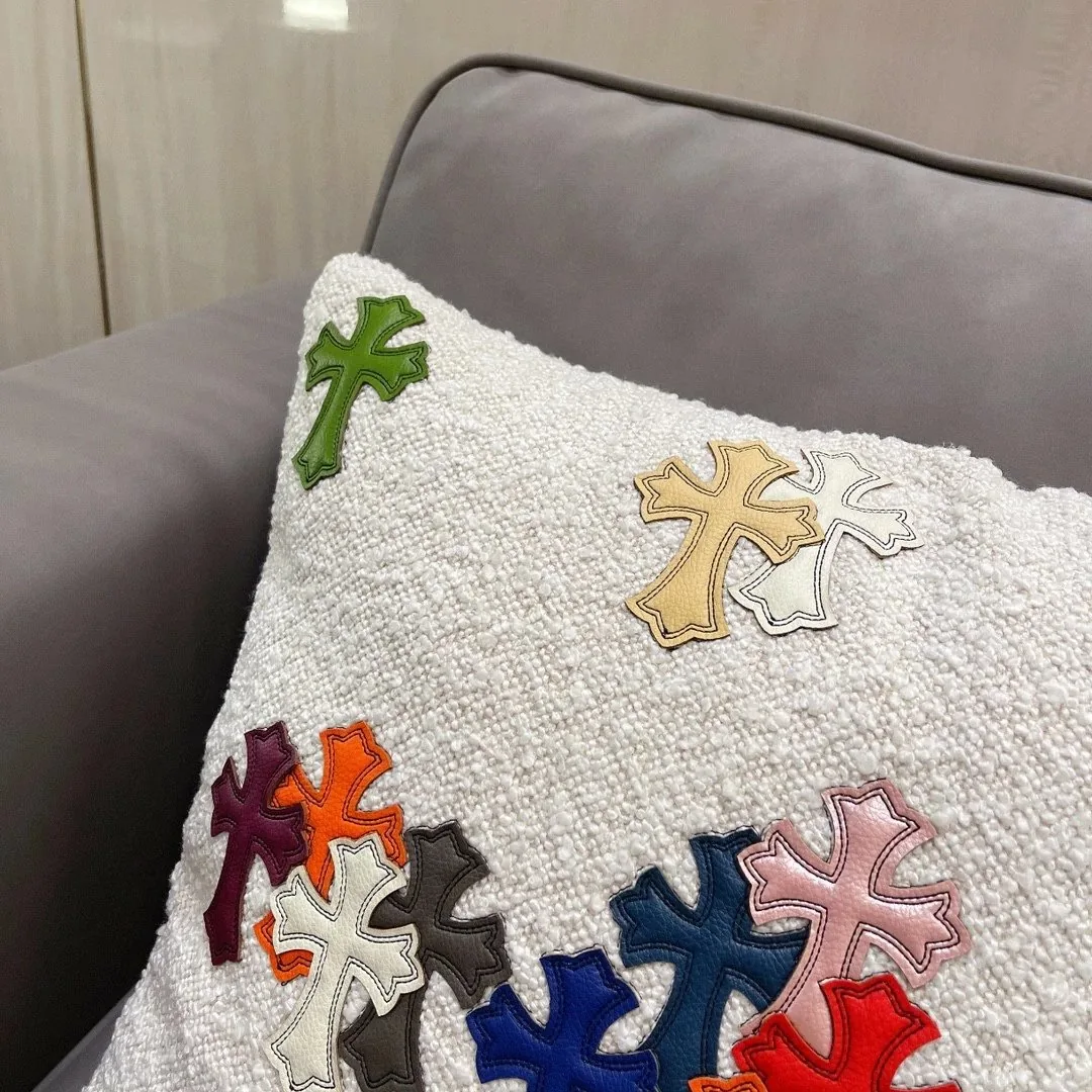 Shearling Cross Embroidered Cushion — QC