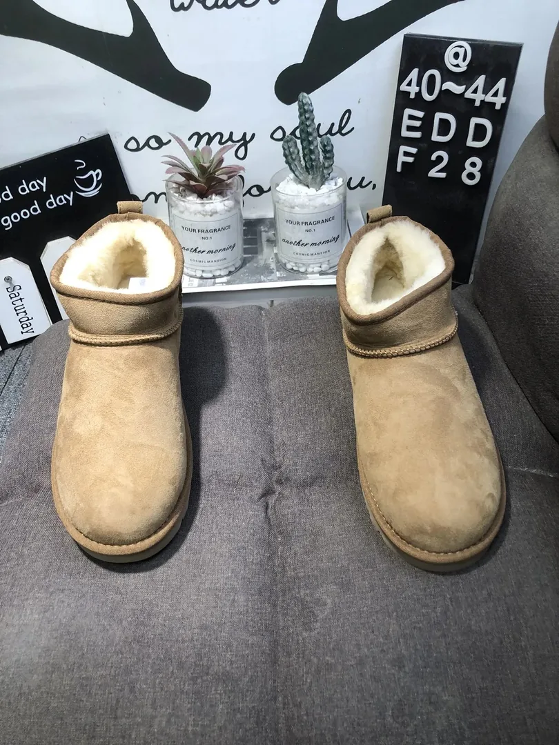 UGG Classic Ultra Mini Yellow Black Shearling Snow Boots — Photo 13