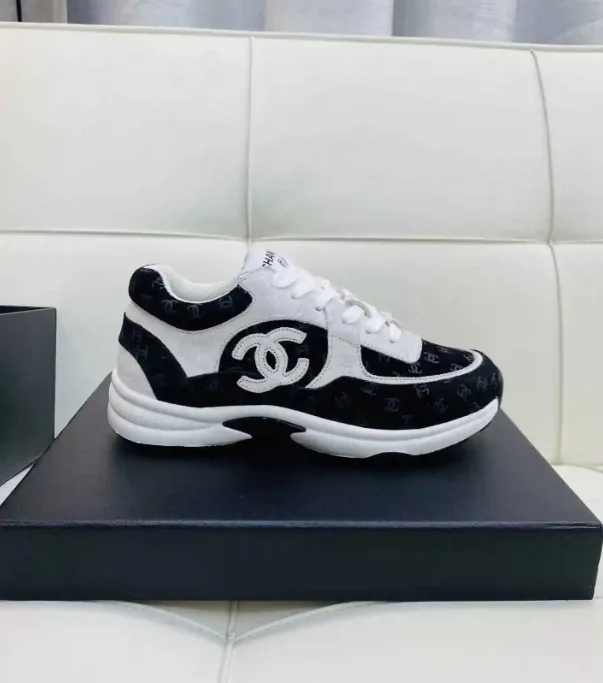 Chanel Navy Solid Low-Top Trainers — QC