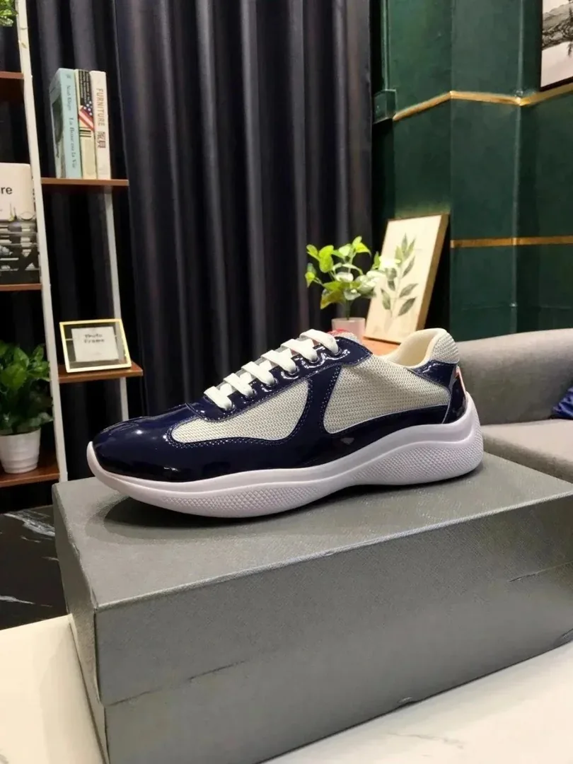 Prada America's Cup Blue Leather Low-Top Sneakers — Photo 6