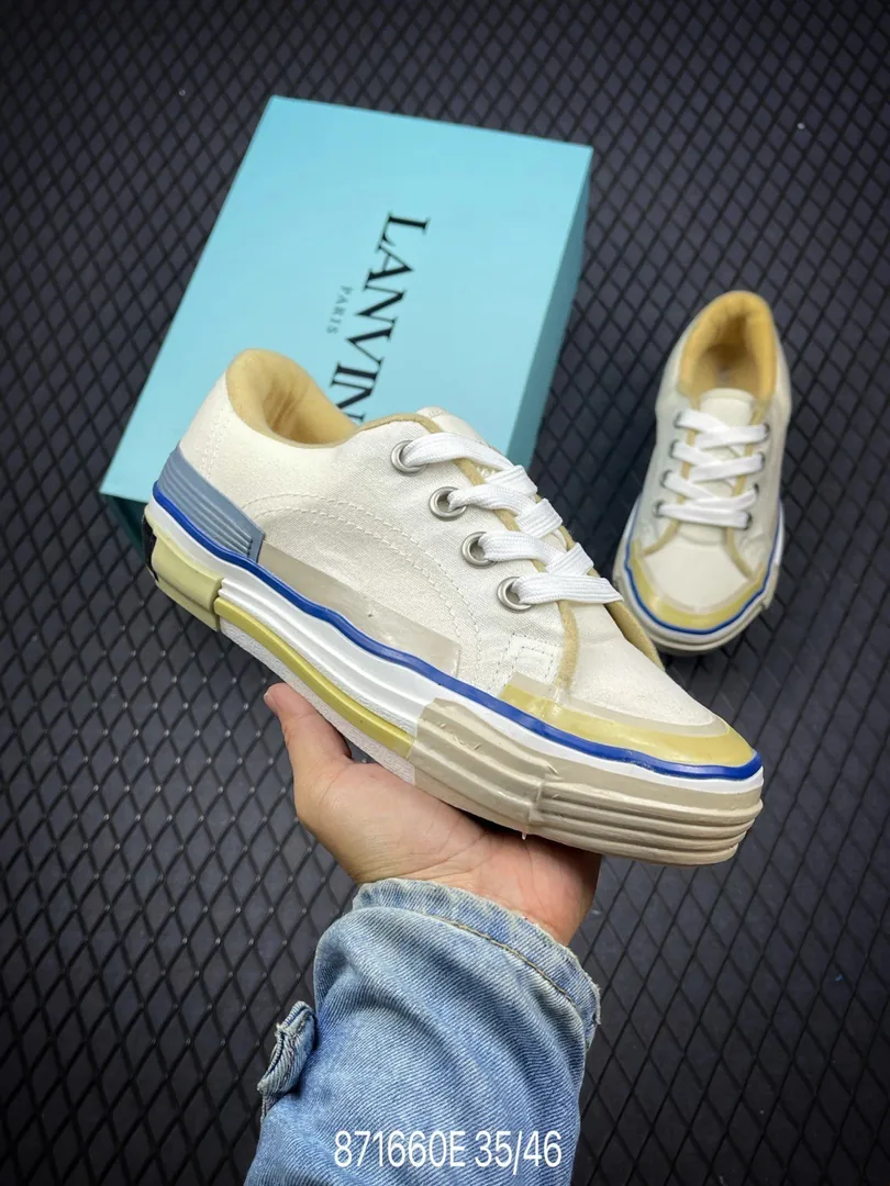 Lanvin Blue Suede Canvas Shoes — Photo 3