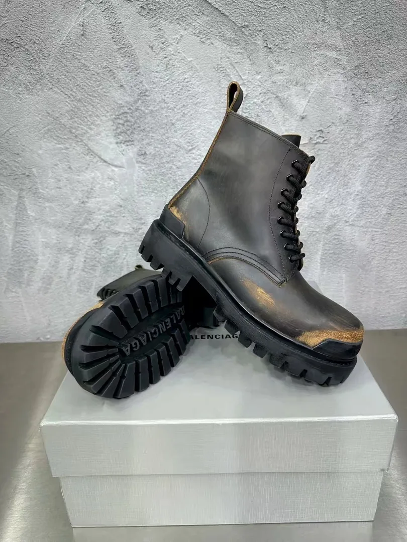 Balenciaga Strike Boot White Distressed Platform Boots — QC