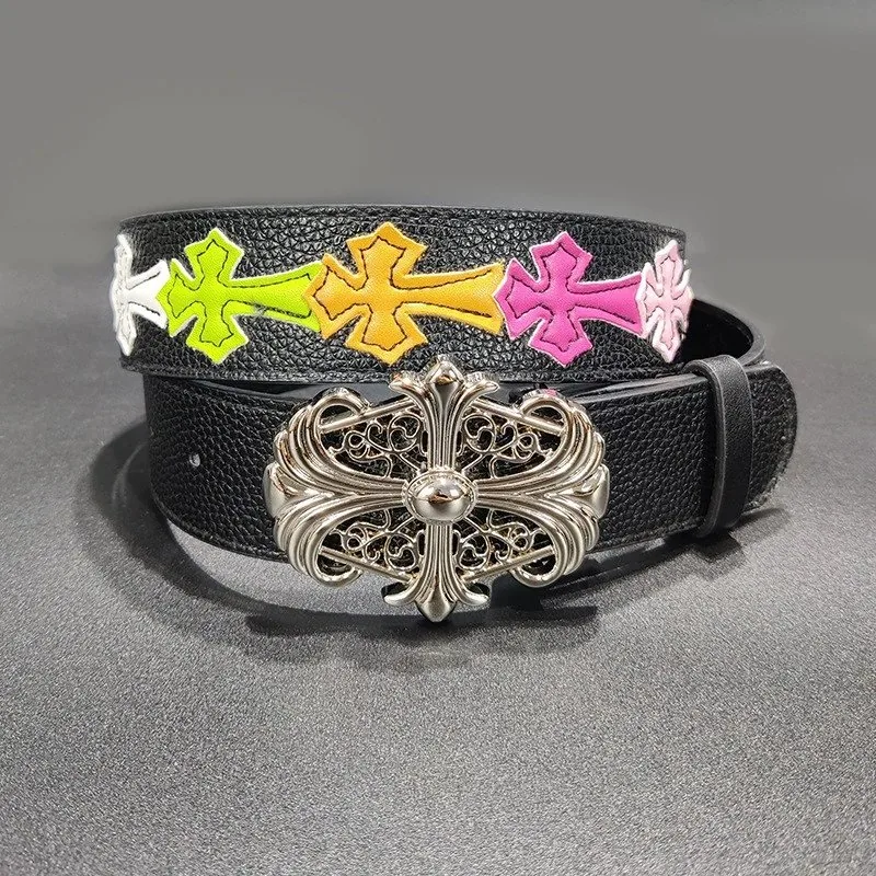 Leather Cross Floral Couple Belt — Photo 11