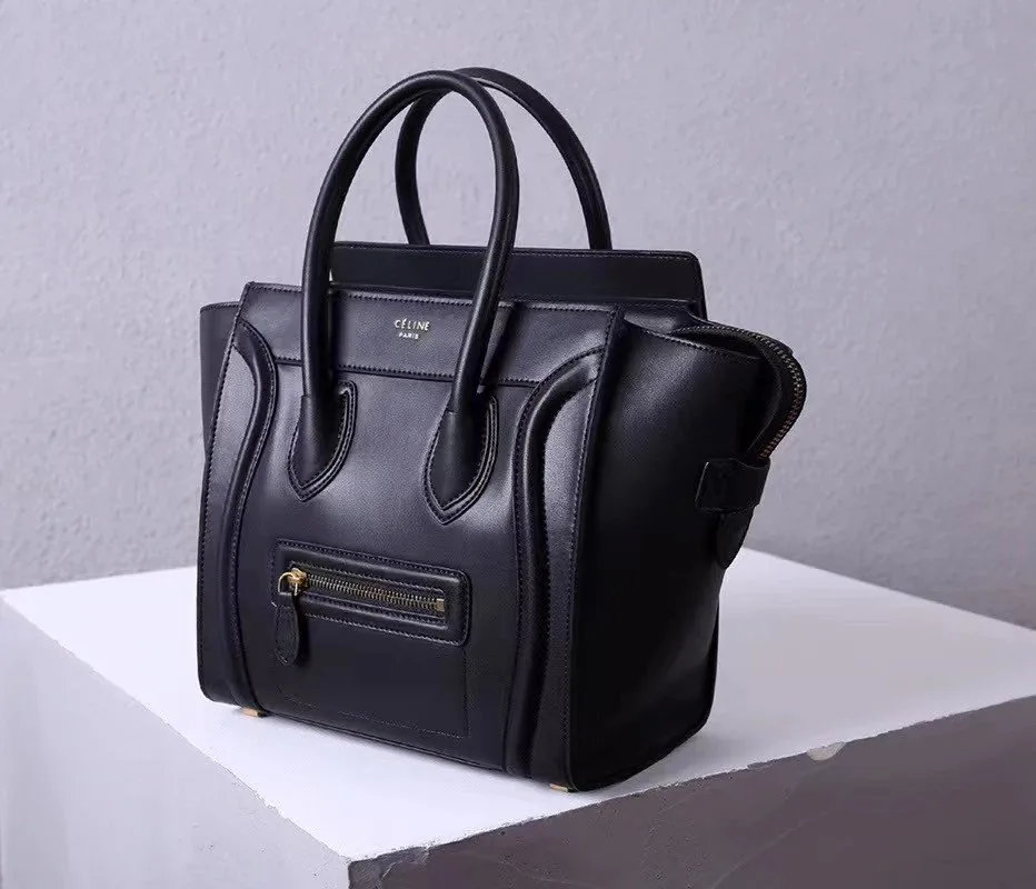 Celine Mini Luggage Black Smooth Leather