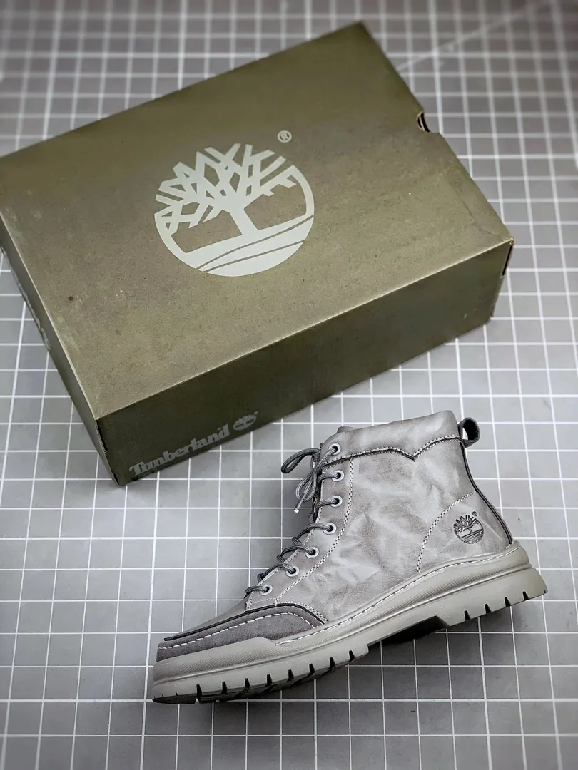 Timberland Beige Knit Mid-Top Sneakers — QC