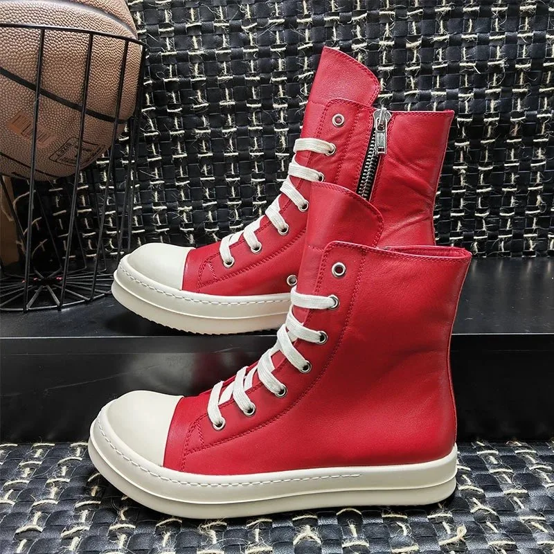 Rick Owens DRKSHDW Ramones High Black White Sneakers — QC