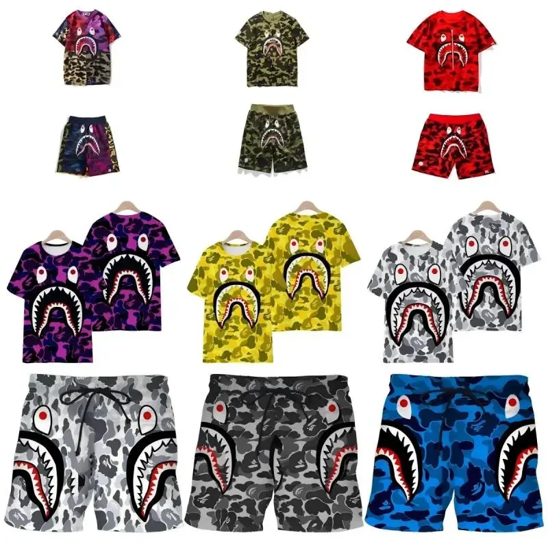 Bape Shark Tee And Shorts Set