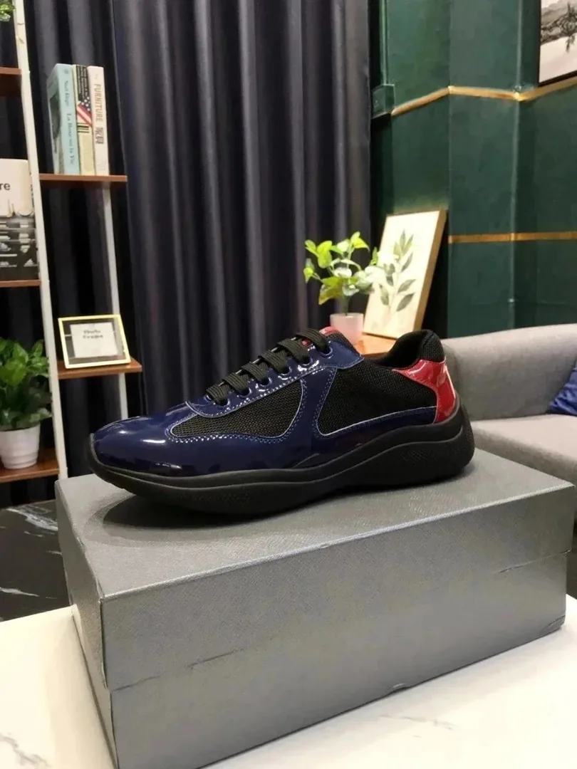 Prada America's Cup Blue Leather Low-Top Sneakers — Photo 13