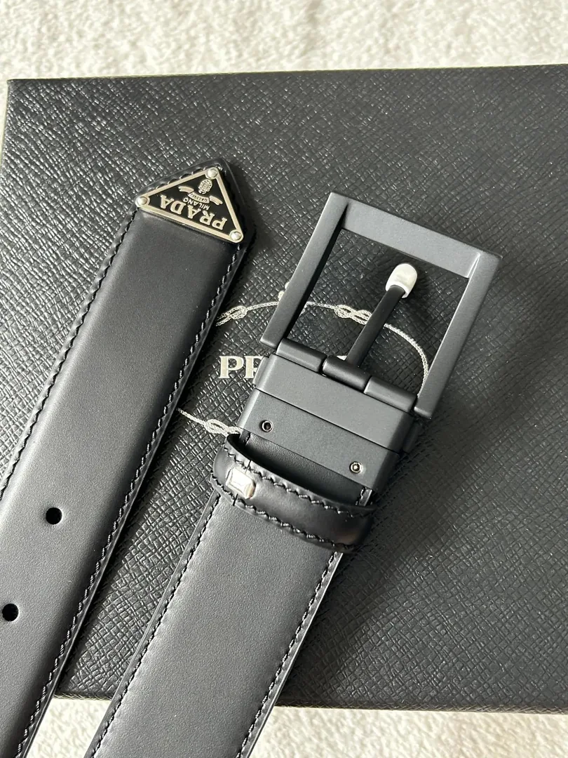 Prada Logo Buckle Leather Belt — QC