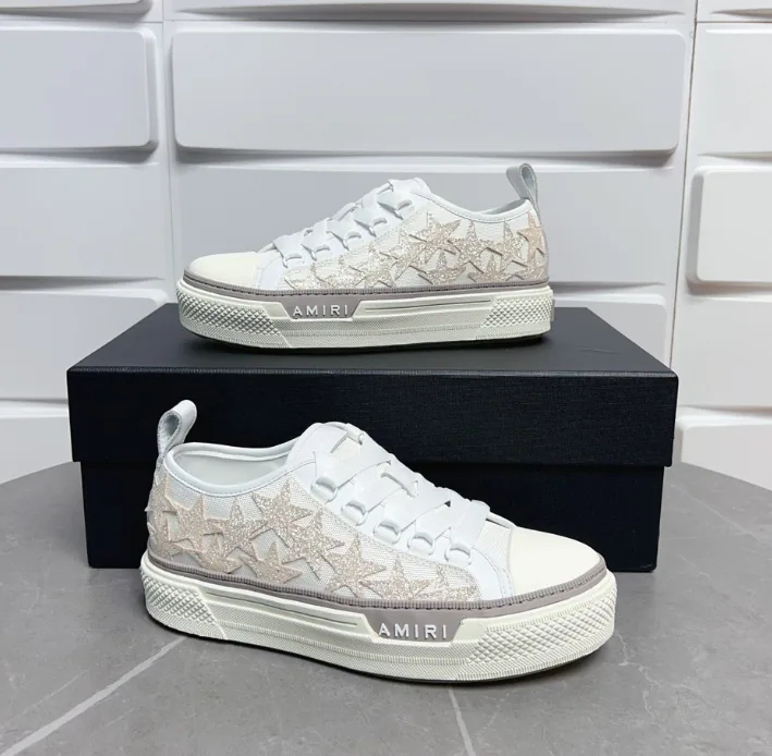 Amiri Stars Court Low White Beige Star Patch Sneakers — Photo 12