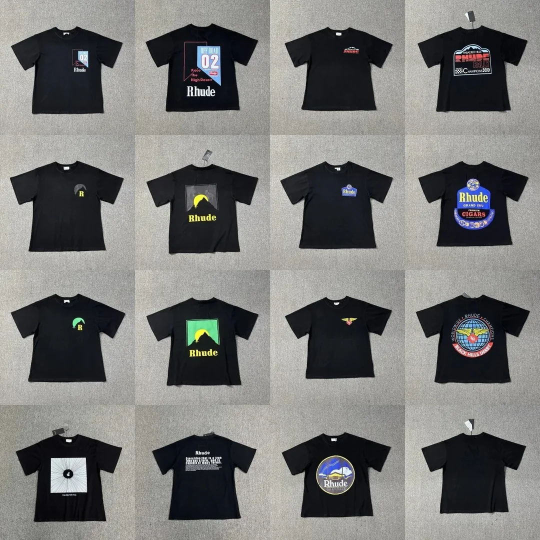Rhude Letter Logo Print Cotton T-Shirt — Photo 3