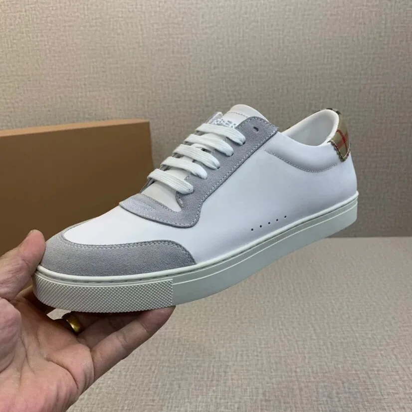 Burberry White Plain Leather Sneakers — QC