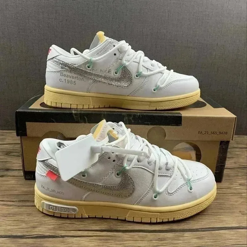 Nike Dunk Low Off-White Lace-Up Running Shoes — Photo 13