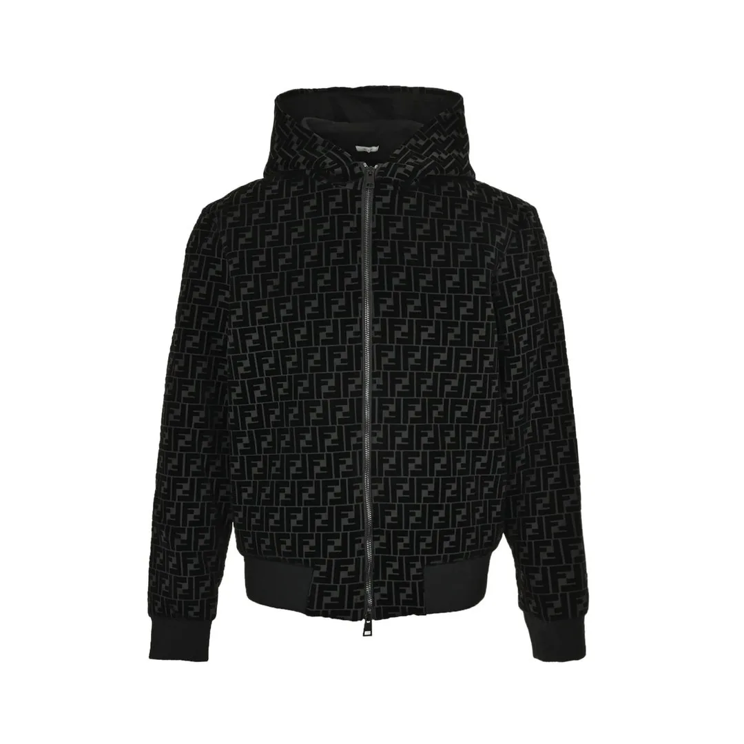 Fendi Flocked Monogram Hooded Jacket