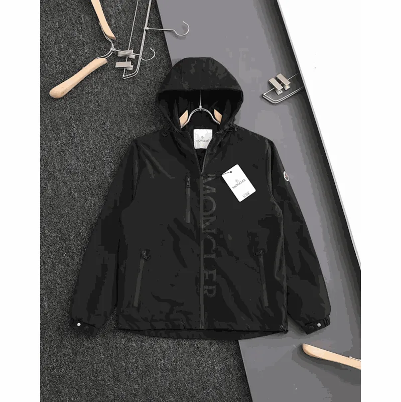 Moncler Logo Print Hooded Windbreaker