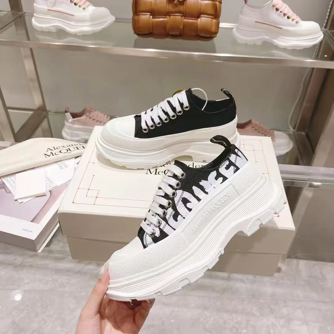 Alexander McQueen White Platform Canvas Shoes — Photo 14