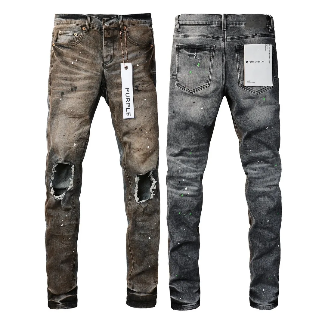 Purple Distressed Ripped Slim Jeans — photo 4