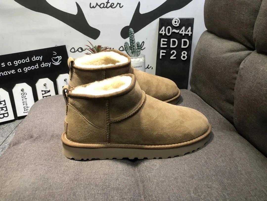 UGG Classic Ultra Mini Yellow Black Shearling Snow Boots — Photo 4