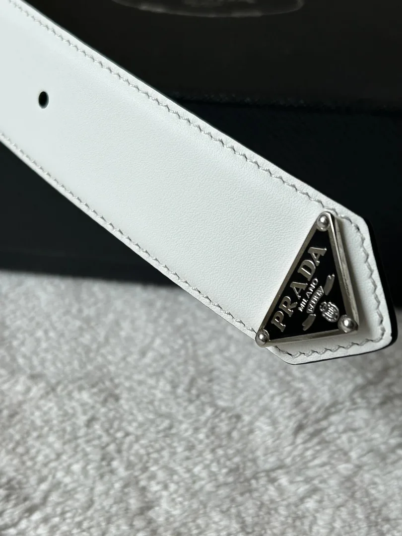 Prada Logo Buckle Leather Belt — QC