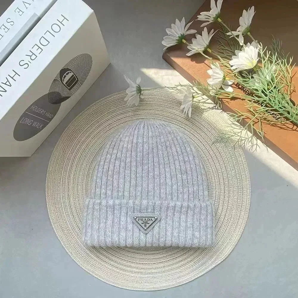 Prada Triangle Logo Knit Beanie — QC