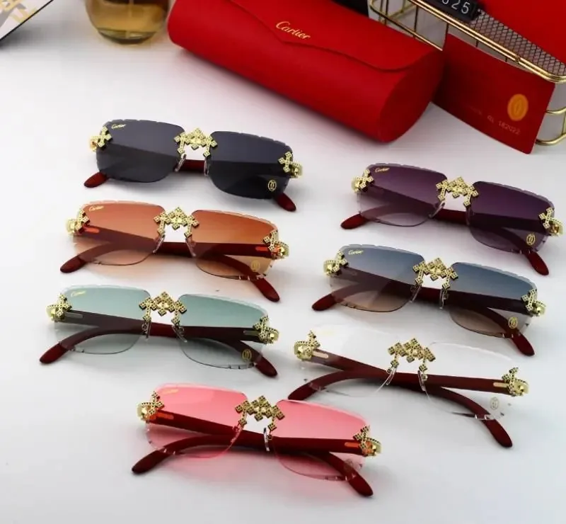 Cartier Rimless Wood Temple Sunglasses